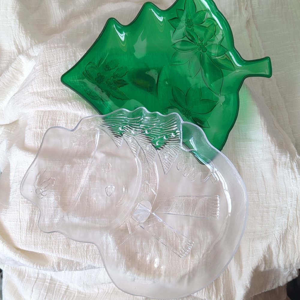 🆕 Holiday Tree & Snowman Decorative Serving Platters Set